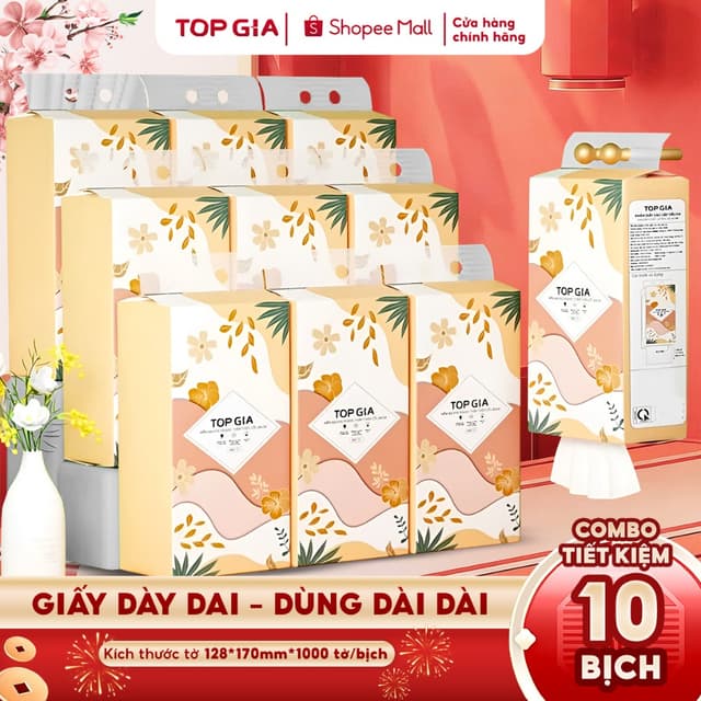 Khăn giấy cao cấp treo tường TopGia Tiểu hạ 10bịch/6bịch, Giấy vệ sinh 4 lớp dày dặn an toàn,mềm mịn - Ảnh 4