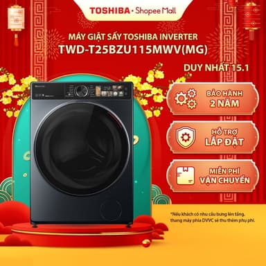 So sánh giá [Freeship + Lắp Đặt] Máy giặt sấy Toshiba Inverter giặt 10.5 kg - sấy 7 kg TWD-T25BZU115MWV(MG) - Hàng chính hãng rẻ nhất?
