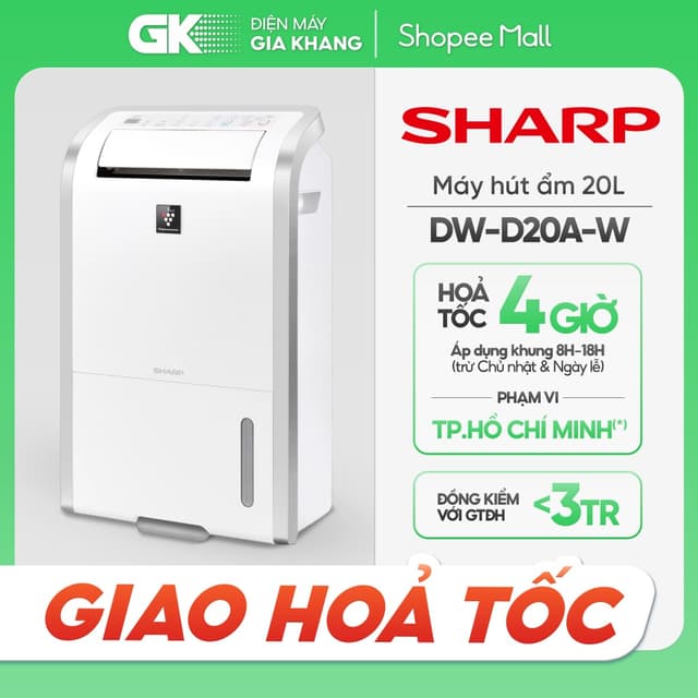 Máy Lọc Không Khí Và Hút Ẩm SHARP DW-D20A-W (50m²/20lít) 270W - Hút Ẩm 20L/Ngày, Phòng <50m² (Hỏa tốc HCM) - Ảnh 7