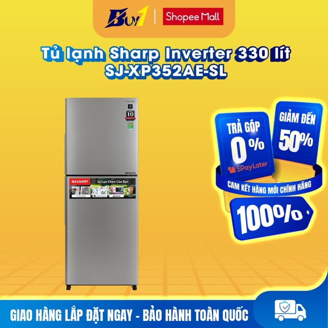 SJ-XP352AE-SL - Tủ lạnh Sharp Inverter 330 lít SJ-XP352AE-SL - Hàng chính hãng - Ảnh 4
