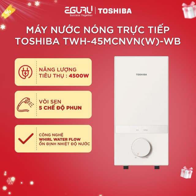 Máy Tắm Nước Nóng Trực Tiếp Toshiba TWH-45MCNVN(W)-WB (Không Bơm, 4500W) - BH Chính Hãng 24 Tháng - Ảnh 10