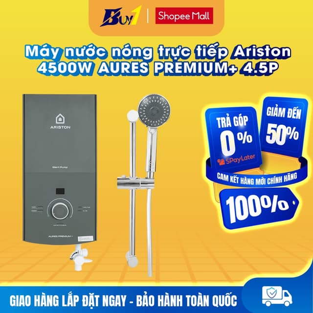 AURES PREMIUM+ 4.5P - Máy nước nóng trực tiếp Ariston 4500W AURES PREMIUM+ 4.5P - Hàng chính hãng - Ảnh 3
