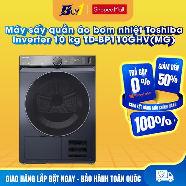 TD-BP110GHV(MG) - Máy sấy quần áo bơm nhiệt Toshiba Inverter 10 kg TD-BP110GHV(MG) - Hàng chính hãng - Ảnh 10