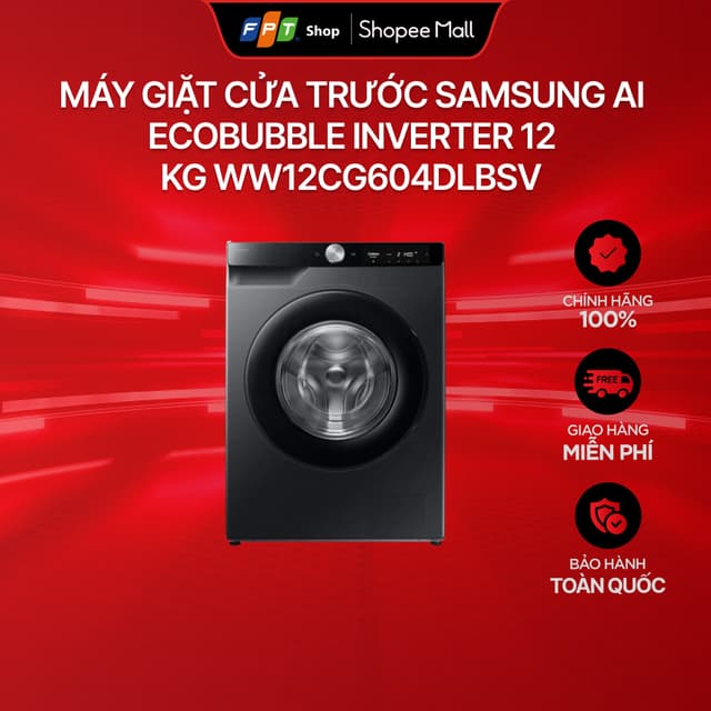 [Chỉ GH tận nơi] Máy giặt cửa trước Samsung AI Ecobubble Inverter 12 kg WW12CG604DLBSV - Ảnh 2
