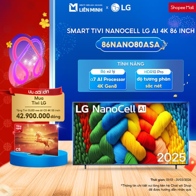 86NANO80ASA 86 Inch | 75NANO80ASA 75 Inch - Smart Tivi NanoCell LG AI 4K - Bảo Hành Chính Hãng [SHIP 0Đ HCM] - Ảnh 8