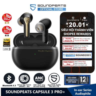 So sánh giá Tai nghe True Wireless SoundPEATS Capsule 3 Pro+ Loa kép xMEMS LDAC Bluetooth 5.3 rẻ nhất?