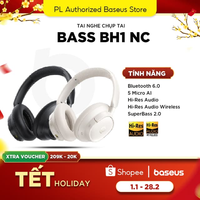 Tai Nghe Chụp Tai Baseus Bass BH1 NC Bluetooth 6.0 | 5 Micro AI | Hi-Res Audio | Hi-Res Audio Wireless | SuperBass 2.0 - Ảnh 3