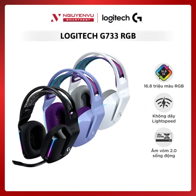 Tai nghe gaming không dây Logitech G733 - RGB, màn loa Pro-G, Mic Blue Voice - Hàng chính hãng - Bảo hành 24 tháng - Ảnh 6