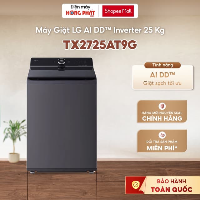 [Giao-Lắp HCM/Cần Thơ] Máy Giặt LG AI DD™ Inverter 25 Kg TX2725AT9G - Máy Giặt Lồng Đứng Tiết Kiệm Điện - Giặt Hơi Nước - Ảnh 12