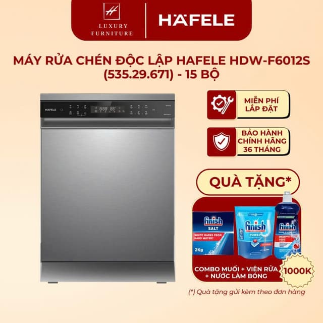 [Miễn phí lắp đặt] Máy rửa chén độc lập Hafele HDW-F6012S (535.29.671) - Bảo hành 3 năm - Ảnh 11