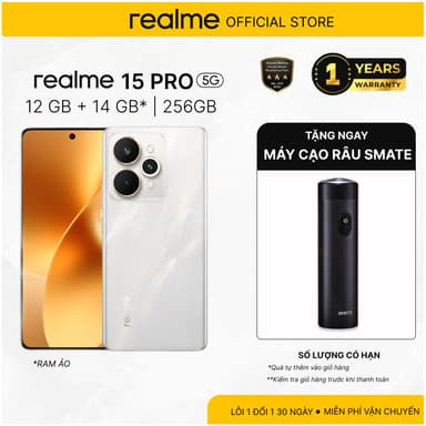 So sánh giá Điện thoại realme 15 Pro 5G RAM 12GB ROM 256GB | AMOLED cong 6.8” 144Hz | Snapdragon 7 Gen 4 | Pin 7000mAh | Sạc 80W rẻ nhất?