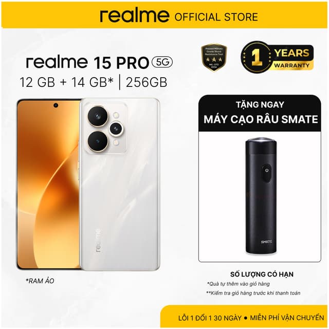 Điện thoại realme 15 Pro 5G RAM 12GB ROM 256GB | AMOLED cong 6.8” 144Hz | Snapdragon 7 Gen 4 | Pin 7000mAh | Sạc 80W - Ảnh 8
