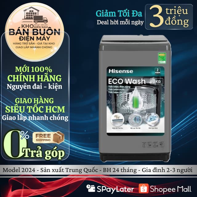 WTZQ8012UT | Máy Giặt Hisense – 8 Kg, Cửa Trên, Giặt Eco, Giá Rẻ Cho Sinh Viên | WTZQ8012UT - Ảnh 6
