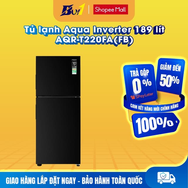 AQR-T220FA(FB) - Tủ lạnh Aqua Inverter 189 lít AQR-T220FA(FB) - Hàng chính hãng - Ảnh 1