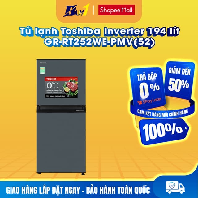 GR-RT252WE-PMV(52) - Tủ lạnh Toshiba Inverter 194 lít GR-RT252WE-PMV(52) - Hàng chính hãng - Ảnh 4