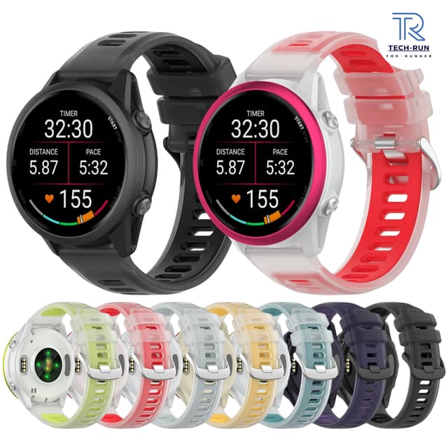 Dây Đeo Silicon Quick Release  Đồng Hồ Garmin Forerunner 570 47mm / 265 / 255 Hai Màu Trong Suốt  20mm 22mm - Ảnh 3