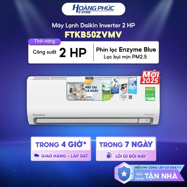 [MỚI 2025] Máy Lạnh | Điều Hòa DAIKIN Inverter 2 HP FTKB50ZVMV series 2025 [TOÀN QUỐC](CHỈ GIAO - KHÔNG LẮP) - Ảnh 8
