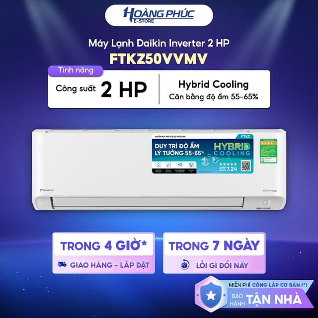 [MỚI 2025] Máy Lạnh DAIKIN Inverter 2 HP FTKZ50VVMV - Làm Lạnh Nhanh Powerful(CHỈ GIAO - KHÔNG LẮP) - Ảnh 10