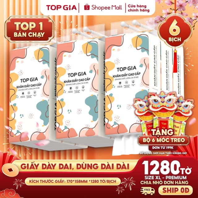 Giấy vệ sinh treo tường TopGia đa sắc đa năng từ bột giấy thiên nhiên, 1280tờ/4lớp - Ảnh 5