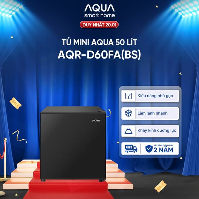[SALE SỐC] Tủ lạnh Aqua 50 lít AQR-D60FA(BS) - Freeship toàn quốc - Bảo hành 2 năm - Bảo hành tận nhà - Ảnh 12