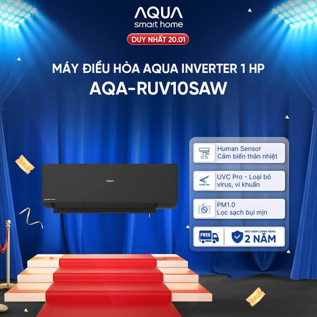 Máy lạnh / Điều hòa Aqua Inverter 1 HP AQA-RUV10SAW - Freeship toàn quốc - Bảo hành 2 năm - Ảnh 5