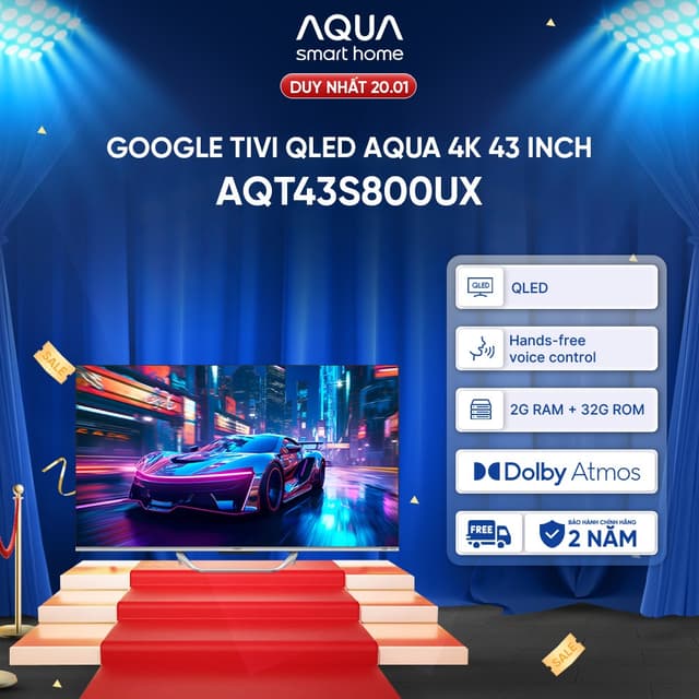Google Tivi Aqua QLED 4K 43 inch AQT43S800UX - Freeship toàn quốc - Bảo hành 1 đổi 1 trong 730 ngày đối với lỗi màn hình - Ảnh 4