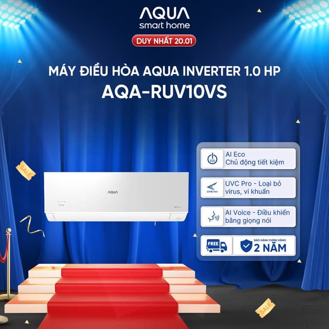 Máy lạnh / Điều hòa Aqua Inverter 1 HP AQA-RUV10VS - Freeship toàn quốc - Ảnh 1