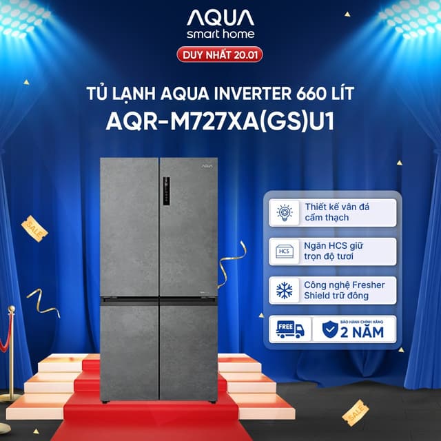 Tủ lạnh Aqua Inverter 660 lít Multi Door AQR-M727XA(GS)U1 - Bảo hành 2 năm - Freeship toàn quốc - Ảnh 12