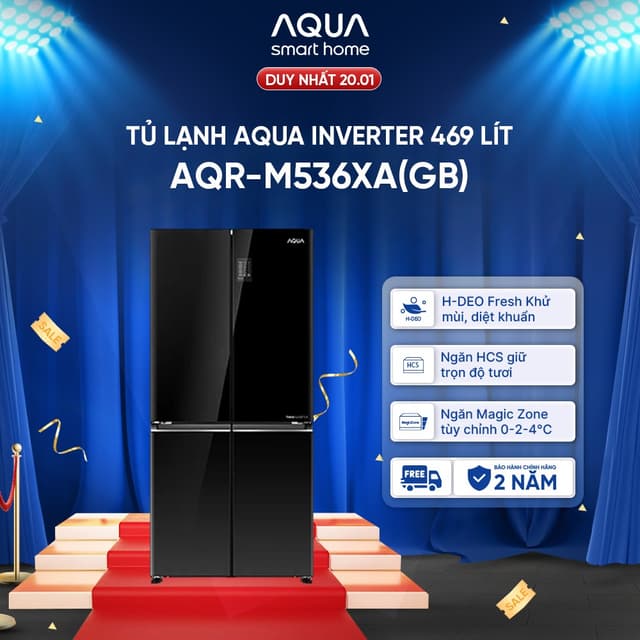 Tủ lạnh Aqua Inverter 469 lít Multi Door AQR-M536XA(GB) - Freeship toàn quốc - Bảo hành 2 năm - Ảnh 8