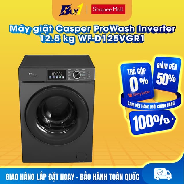 WF-D125VGR1 - Máy giặt Casper ProWash Inverter 12.5 kg WF-D125VGR1 - Hàng chinh hãng - Ảnh 4