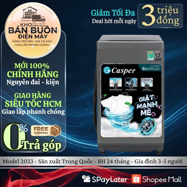 WT-85NG1 Máy giặt Casper 8.5 kg WT-85NG1 tính năng sấy khô lồng giặt - Ảnh 5