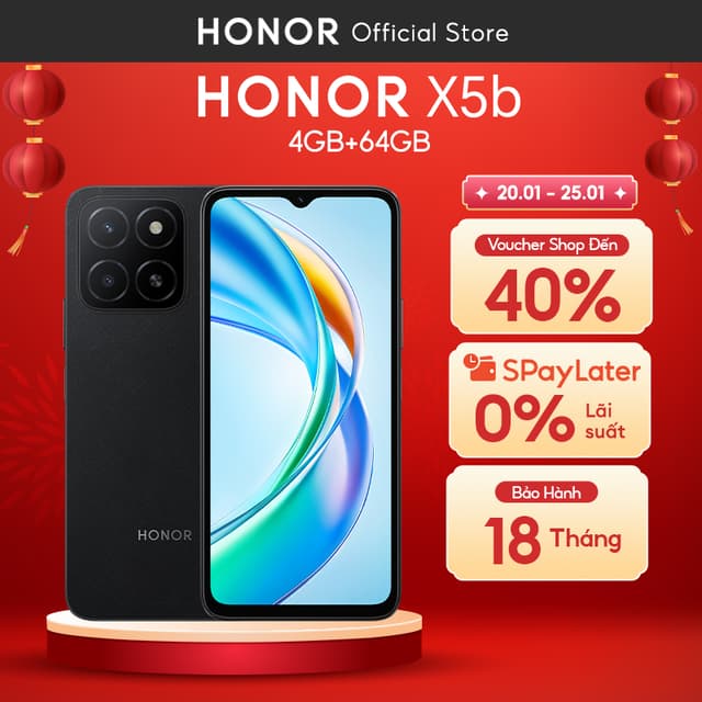 Điện thoại Honor X5b (4+4)GB+64GB | Pin 5200mAh 90Hz | Màn hình 6.56" | BH 18 Tháng Hàng Chính Hãng - Ảnh 3