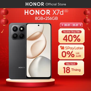 So sánh giá Điện Thoại HONOR X7d 5G 8GB+ 256GB | Pin 6500mAh | 6.77 inch | Snapdragon 6s Gen 3 | BH 18 Tháng rẻ nhất?