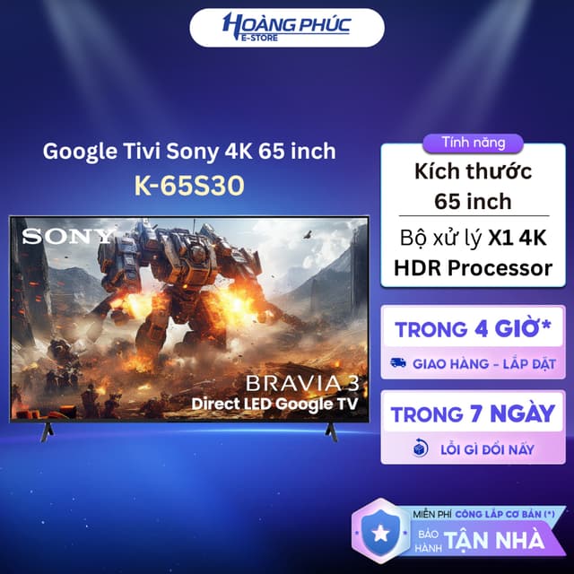 K-65S30 - Google Tivi Sony BRAVIA 3 LED 4K 65 inch K-65S30 - Ảnh 1