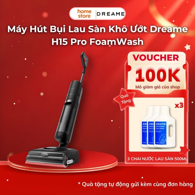 Máy Hút Bụi Lau Sàn Khô Ướt Dreame H15 Pro FoamWash | Công Nghệ Phun Bọt Foam Mousse | Tự Động Giặt Rửa, Sấy Nóng chính - Ảnh 8