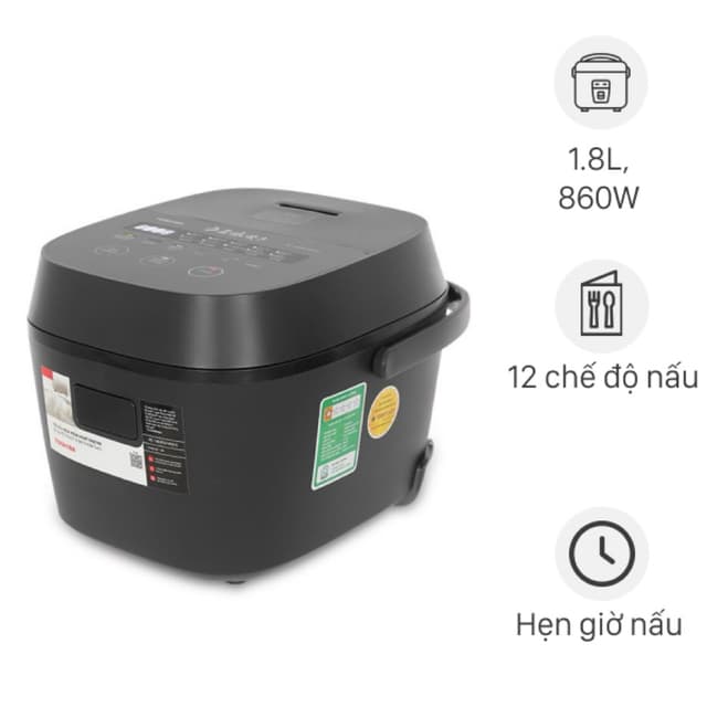 Nồi cơm điện tử Toshiba - 1 Lít RC-10DR5UVN(H) - 1.8 lít RC-18DR5UVN(H) - Hàng chính hãng - Ảnh 2