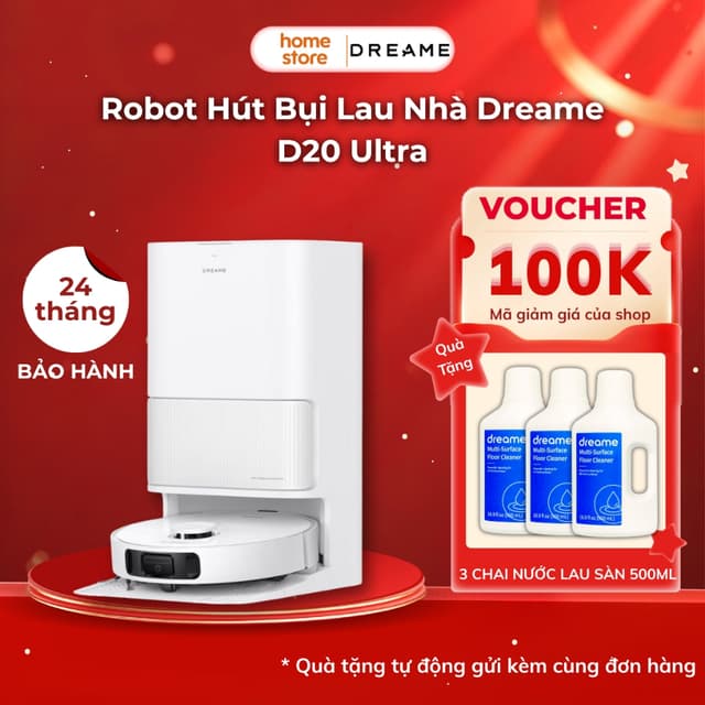 Robot Hút Bụi Lau Nhà Dreame D20 Ultra |Tự Động Đổ Rác | Giặt, Sấy Giẻ Lau | Trạm Sạc Tự Động | Bảo Hành Chính Hãng - Ảnh 5