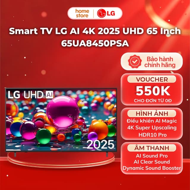 Smart TV LG AI 4K 2025 UHD 65 Inch 65UA8450PSA | TiVi LG Smart AI 4K 2025 65 Inch | Bảo Hành 24 Tháng | Chính Hãng LG - Ảnh 6