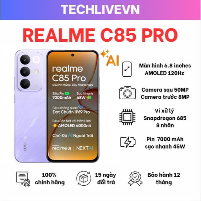 Điện thoại realme C85 Pro 8GB/128GB - Hàng mới chính hãng - Ảnh 4