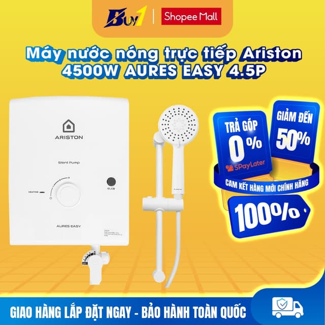 Aures Easy 4.5P - Máy nước nóng trực tiếp Ariston 4500W AURES EASY 4.5P 3S - Hàng chính hãng - Ảnh 5