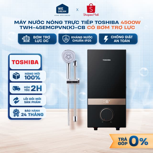 TWH-45EMCPVN(K)-CB - Máy Nước Nóng Trực Tiếp Toshiba TWH-45EMCPVN(K)-CB 4500W Có Bơm Trợ Lực - Chính Hãng, Mới 100% - Ảnh 3