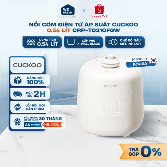 CRP-T0310FGW - Nồi Cơm Điện Tử Áp Suất Cuckoo 0.54 Lít CRP-T0310FGW - Hàng Chính Hãng, Mới 100% - Ảnh 10