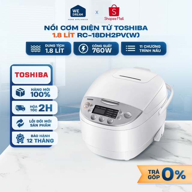 RC-18DH2PV(W) - Nồi Cơm Điện Tử Toshiba 1.8 Lít RC-18DH2PV(W) - Hàng Chính Hãng, Mới 100% - Ảnh 9