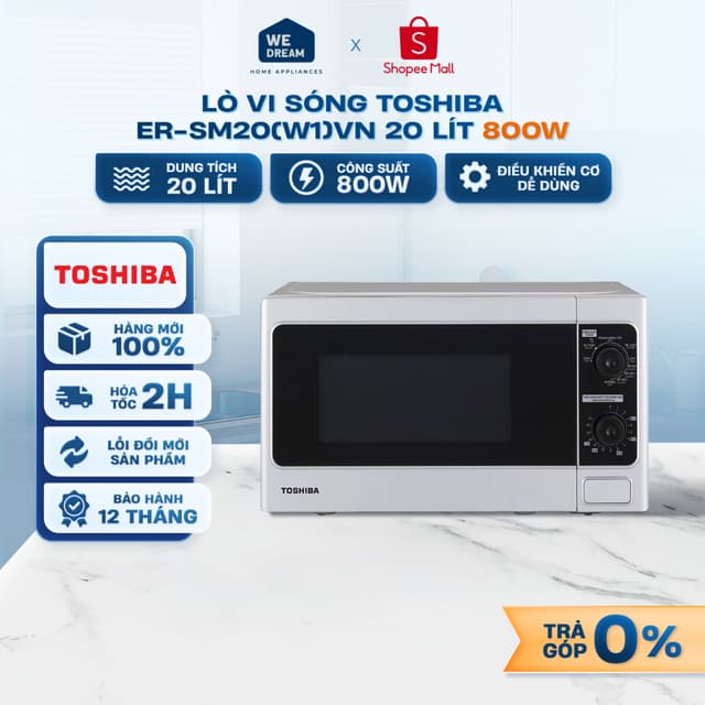 ER-SM20(W1)VN - Lò Vi Sóng Toshiba 20 Lít ER-SM20(W1)VN 800W - Hàng Chính Hãng, Mới 100% - Ảnh 12