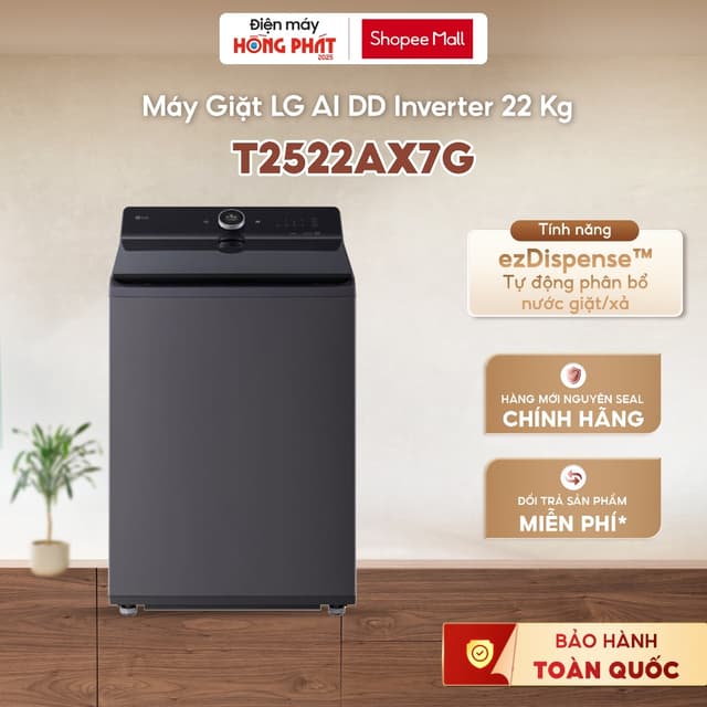 Máy Giặt LG AI DD Inverter 22 Kg T2522AX7G - Turbowash - Tự Động Phân Bổ Nước [Giao-Lắp HCM] - Ảnh 11