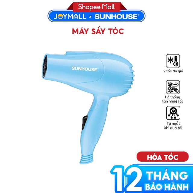 Máy Sấy Tóc Sunhouse SHD2305 650W, Hàng Chính hãng, 2 Tốc Độ Gió, 2 Mức Nhiệt Tản Nhiệt - JoyMall - Ảnh 12