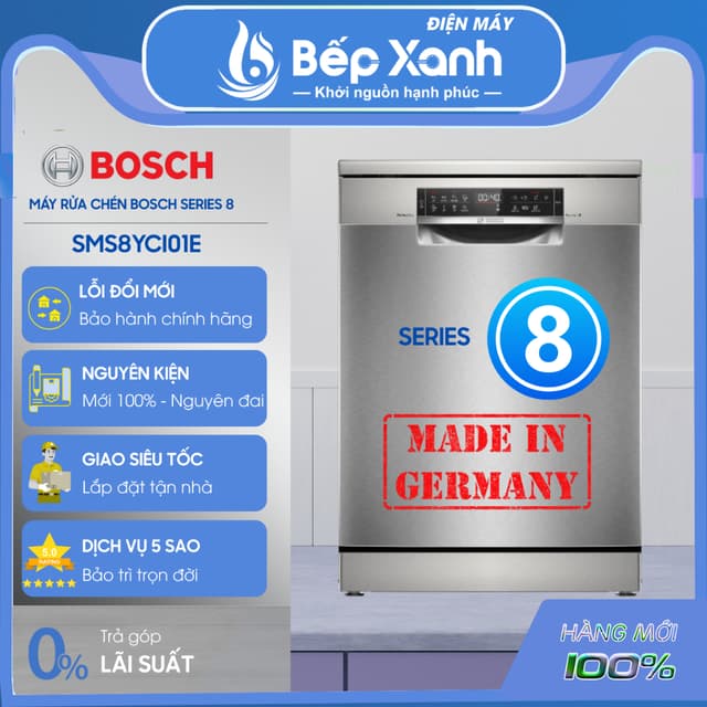 [FREESHIP HCM] SMS8YCI01E - Máy Rửa Chén Độc Lập Bosch SMS8YCI01E (Series 8) - Sấy Zeolith - Nhập Khẩu Đức - Ảnh 3