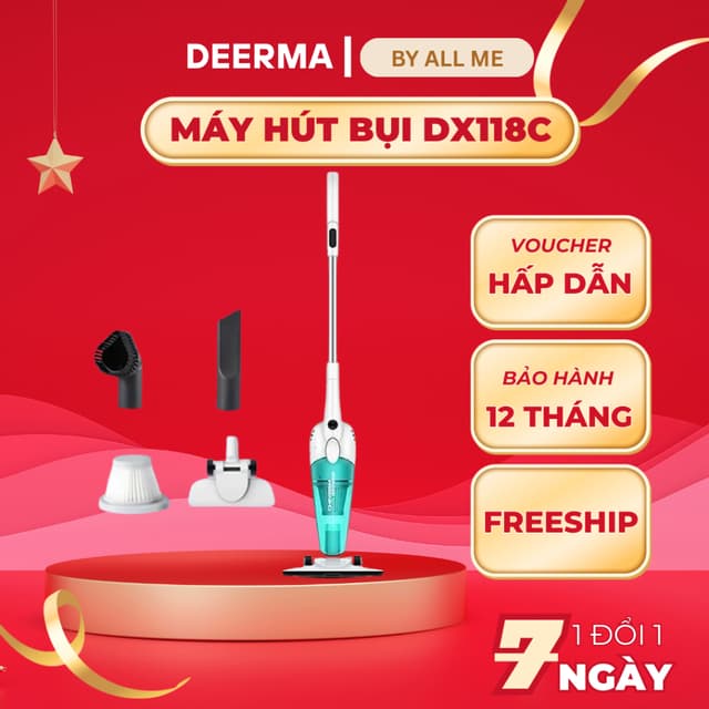 (Bản Quốc Tế )Máy Hút Bụi Cầm Tay Deerma DX115C/DX118C/DX120C hút siêu mạnh kèm 3 đầu hút Bảo Hành 12 Tháng - Ảnh 11