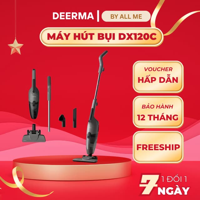 Máy Hút Bụi Cầm Tay Deerma DX120C 600W hàng chính hãng BH 12 tháng Kèm 3 đầu hút - Ảnh 12