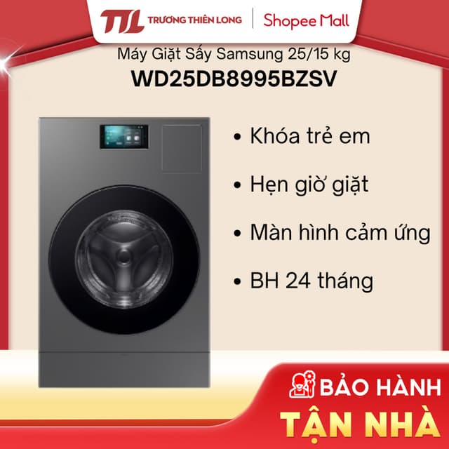 WD25DB8995BZSV - Máy Giặt Sấy Samsung AI Combo Heatpump Inverter 25 Kg - 15 Kg WD25DB8995BZSV [FREESHIP HCM] - Ảnh 6